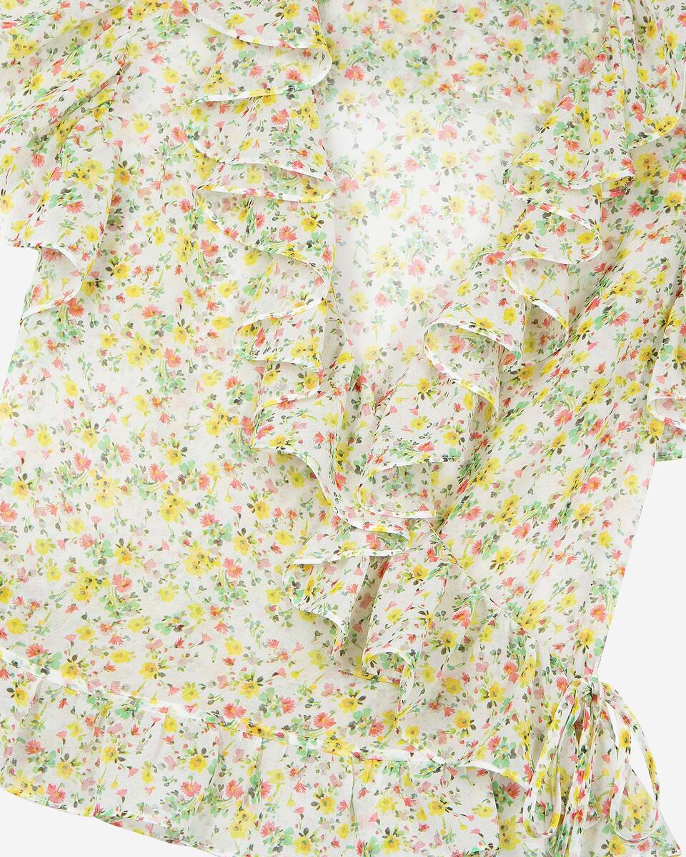 White floral print ruffled top