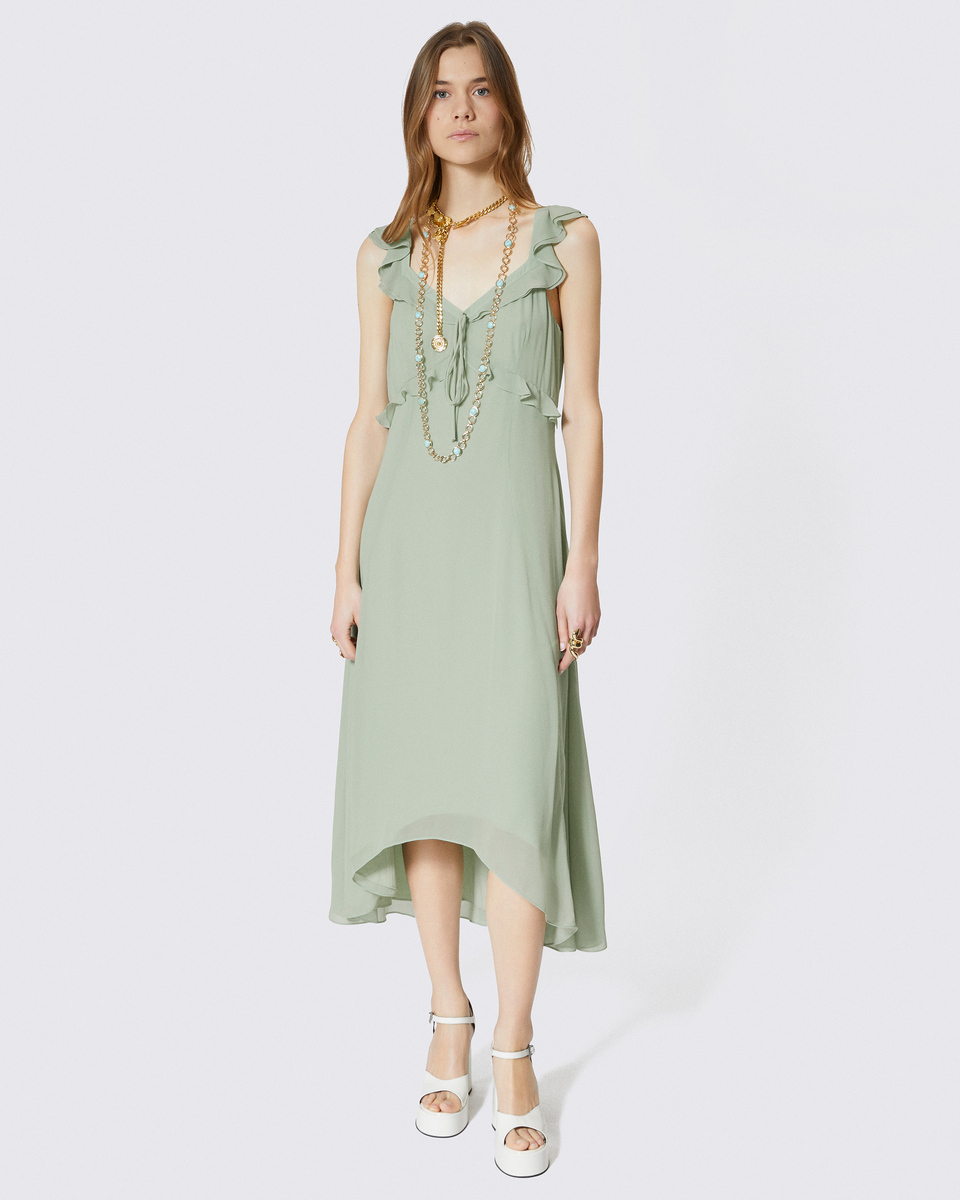 Green ruffled maxi dress