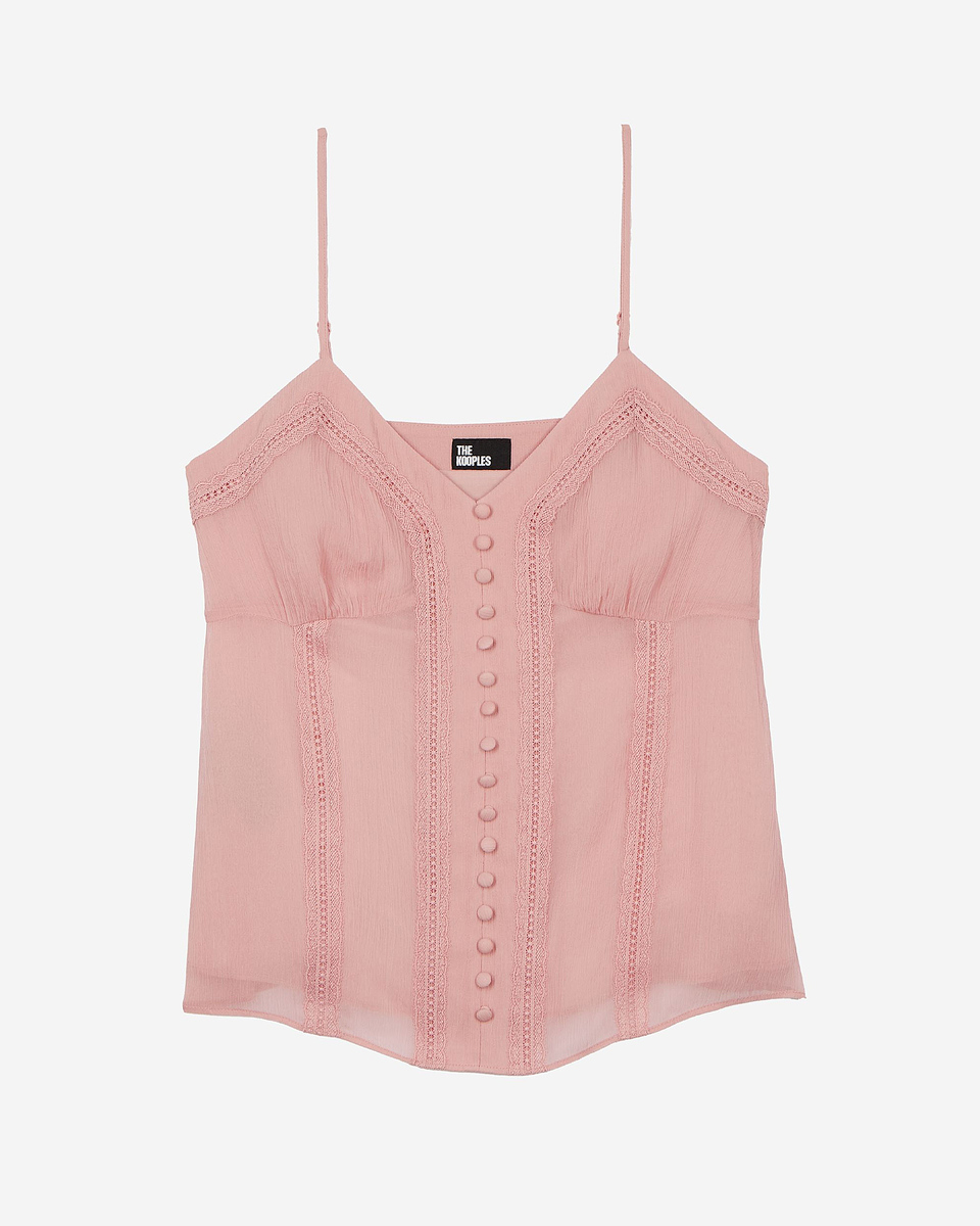 Camisole with pink lace details