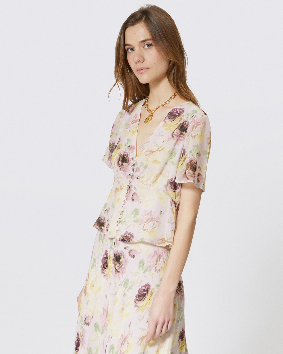 Flower print top with button detail