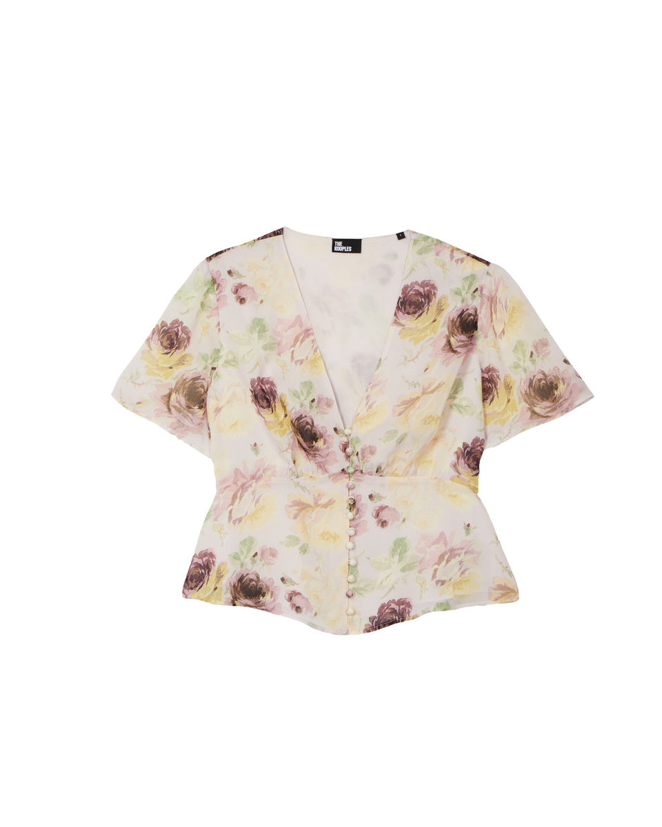 Flower print top with button detail