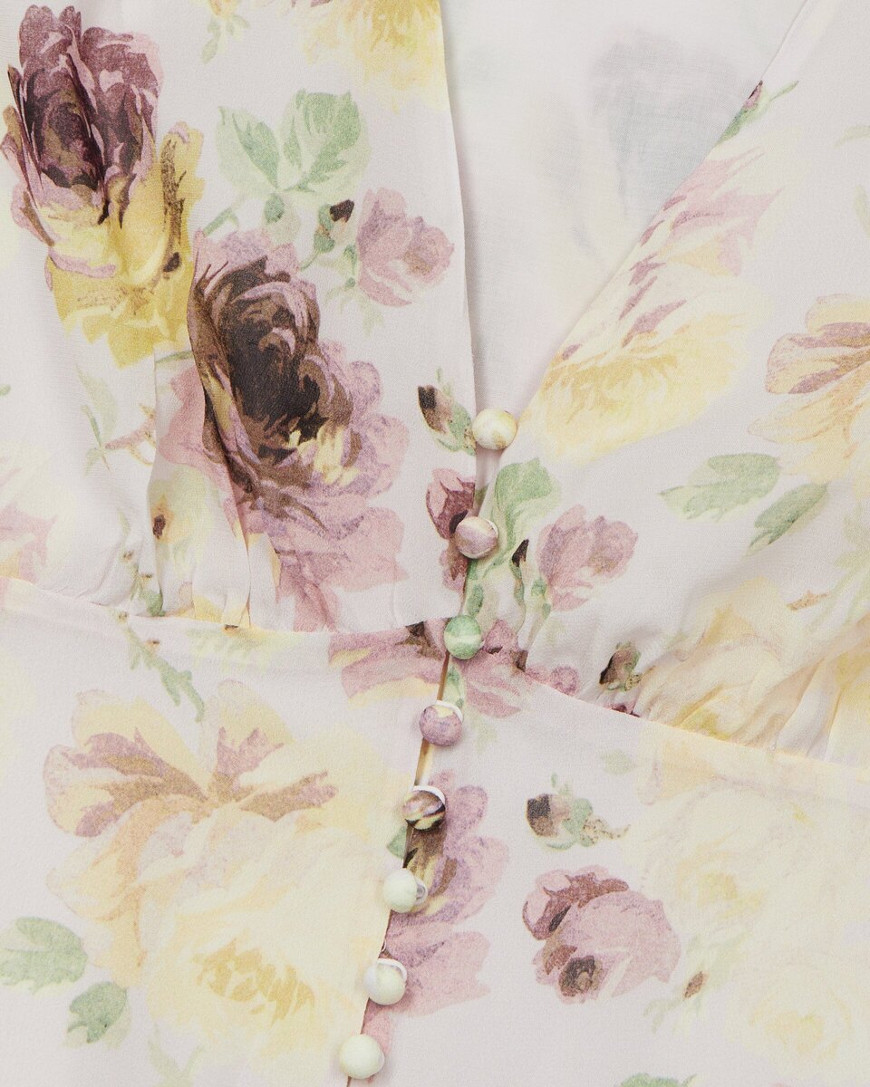 Flower print top with button detail