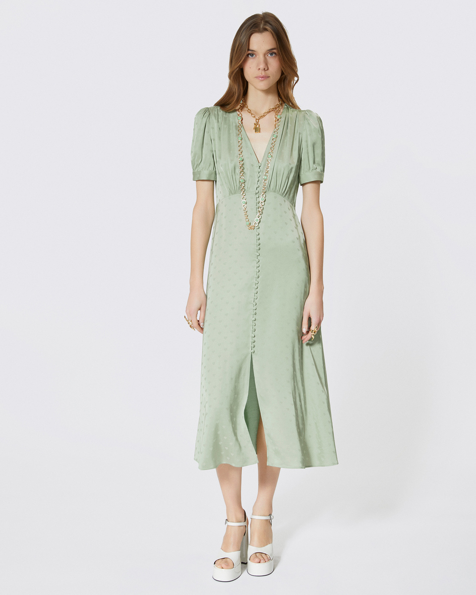 Green heart jacquard maxi dress