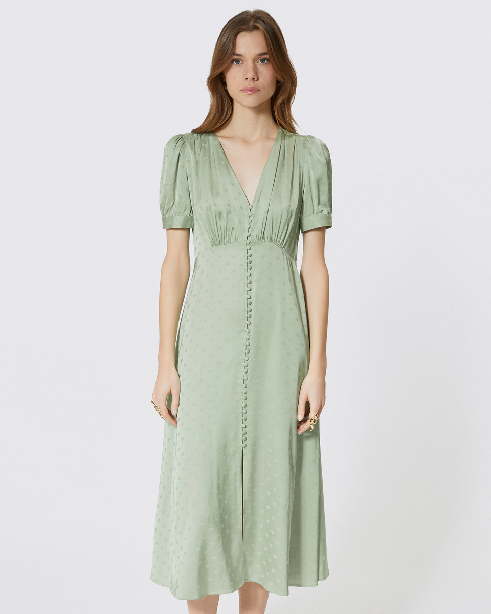 Green heart jacquard maxi dress