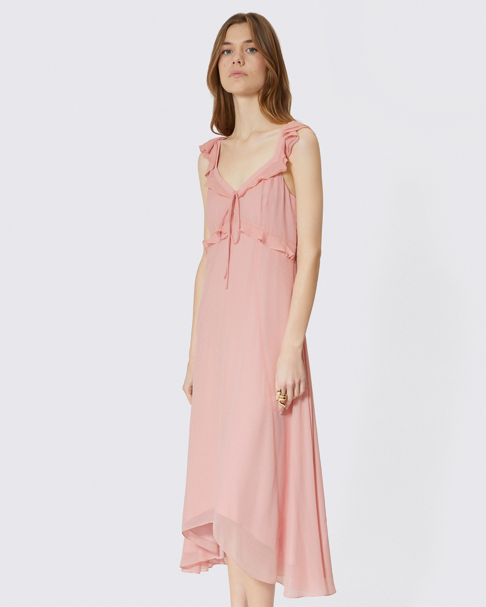 Pink ruffled maxi dress