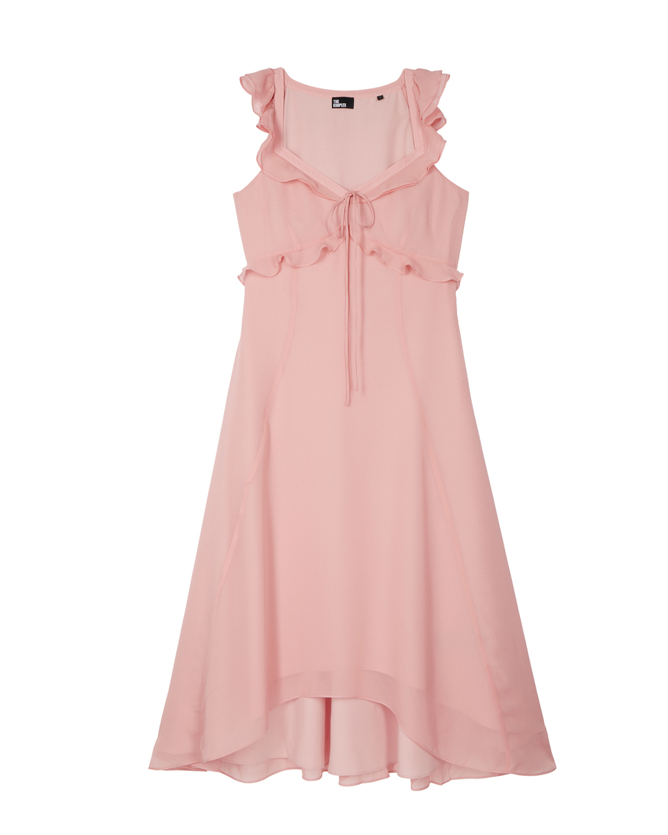 Pink ruffled maxi dress
