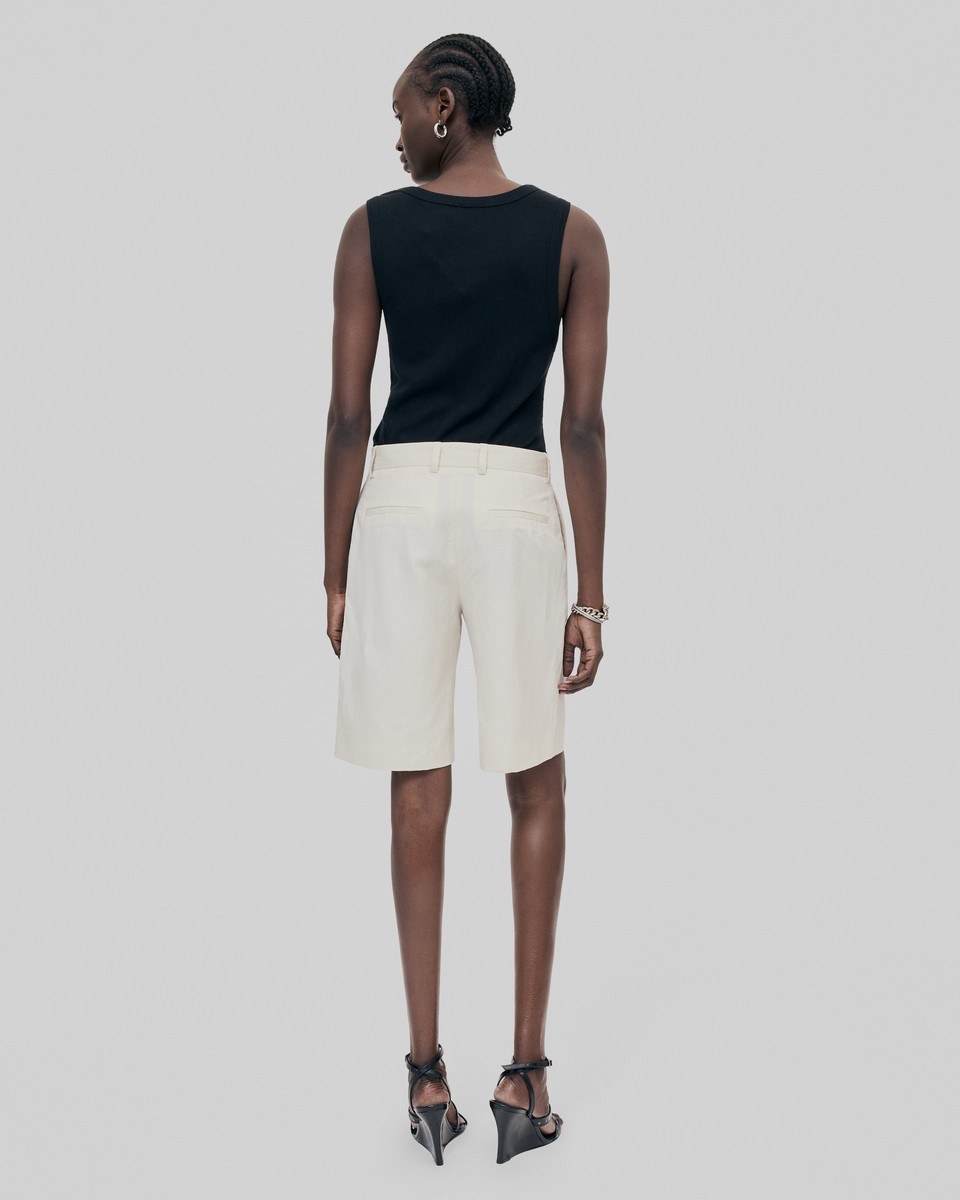 Bermuda shorts in ecru linen and cotton
