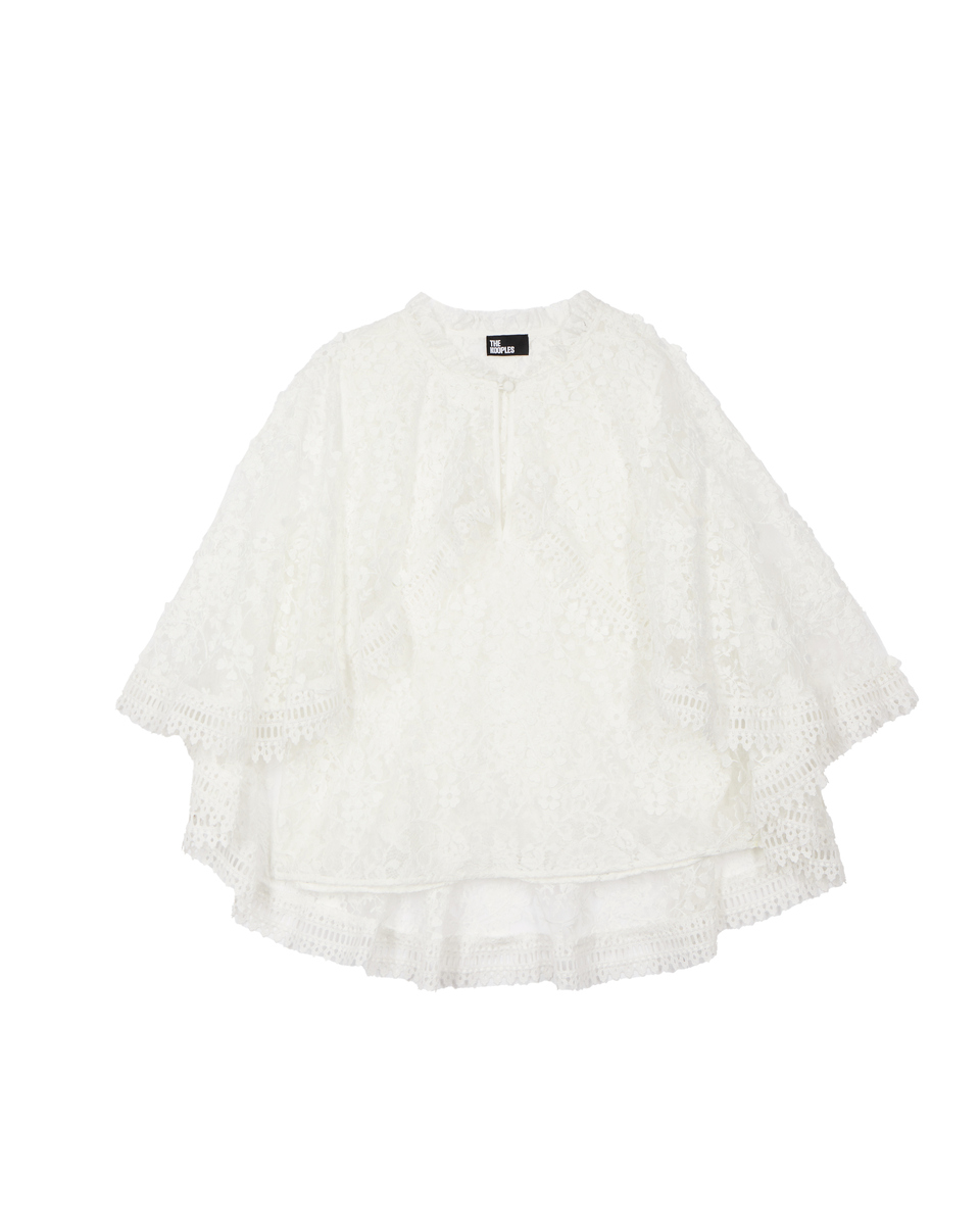 Top with ecru lace cape
