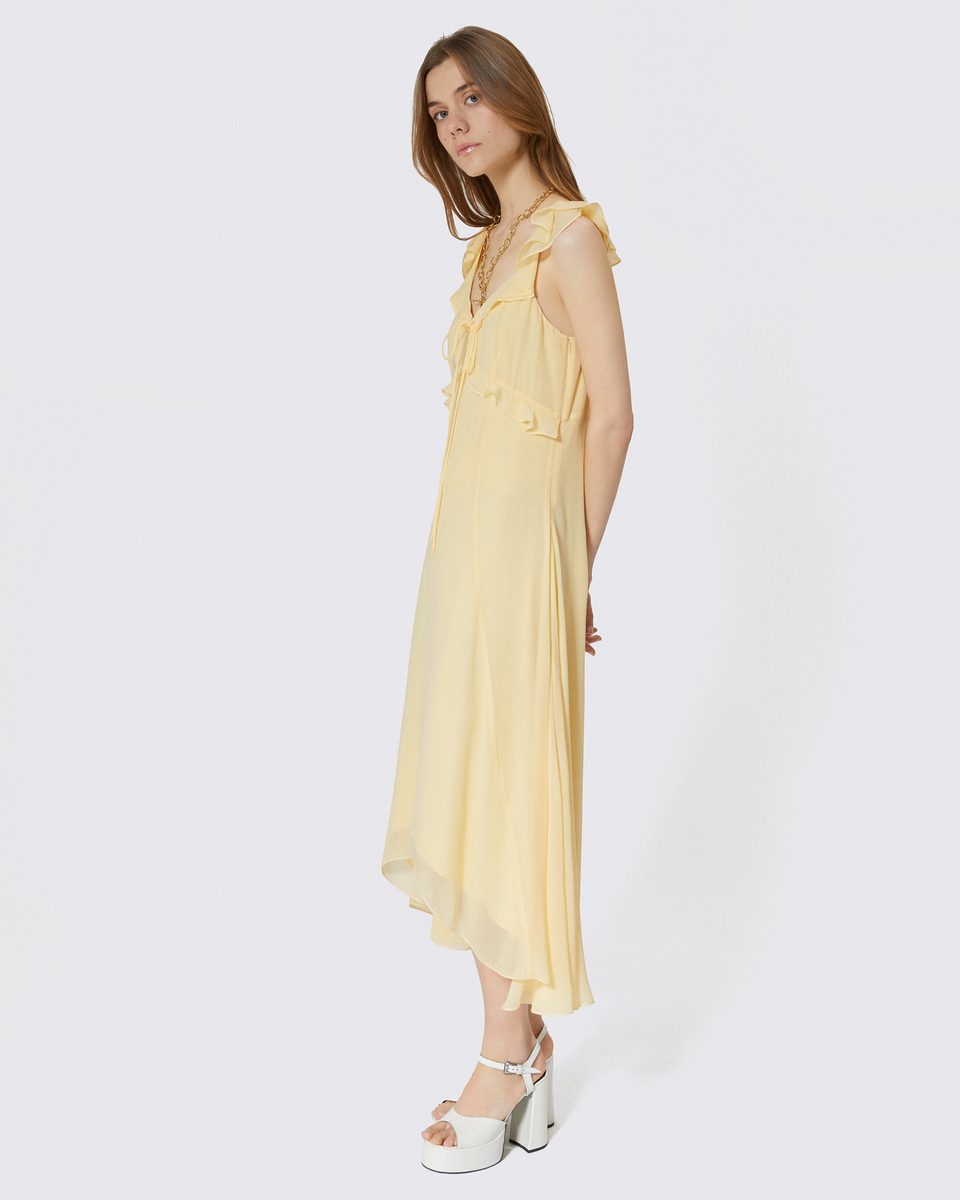 Long yellow ruffled dress