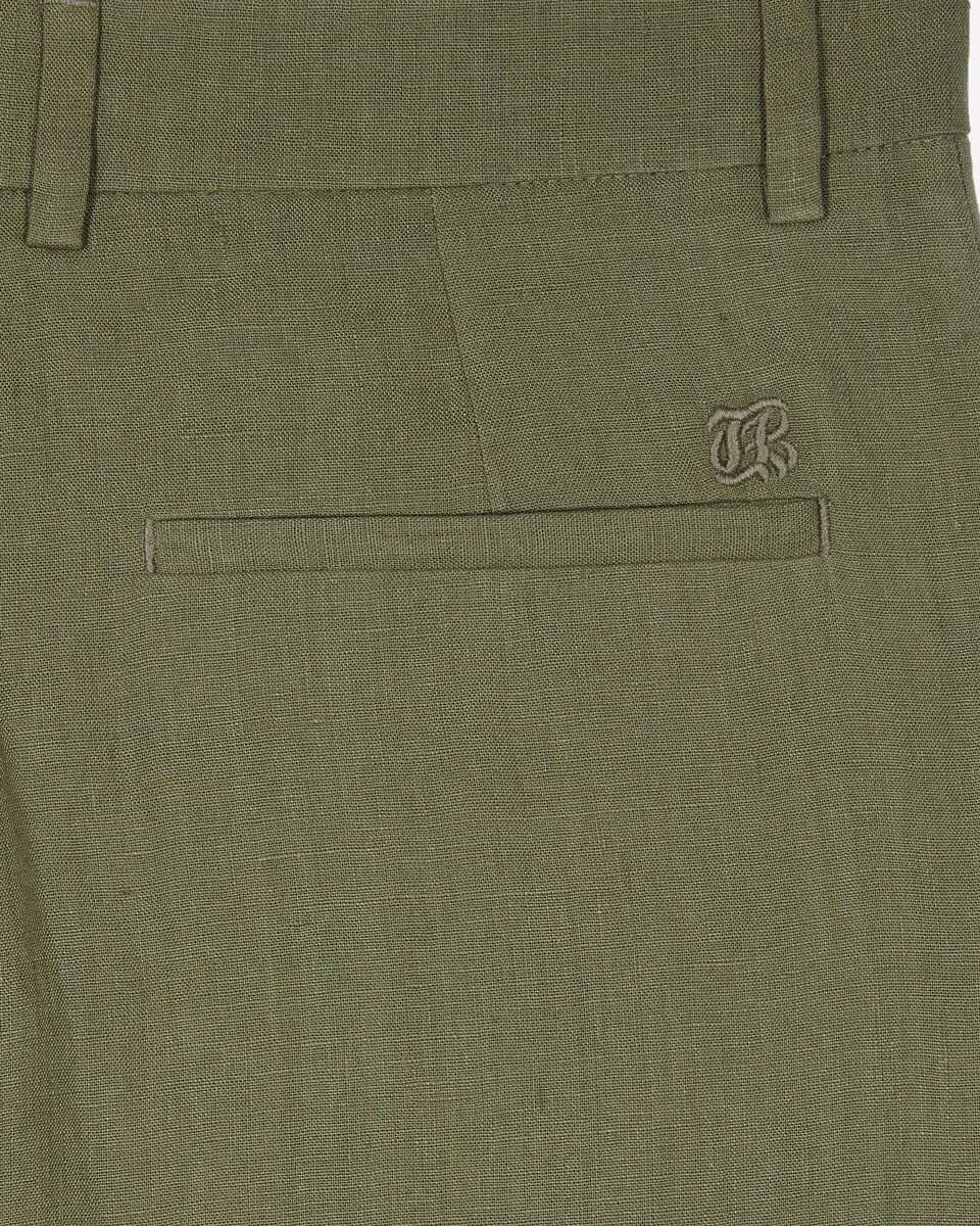 Wide-leg suit pants in khaki linen