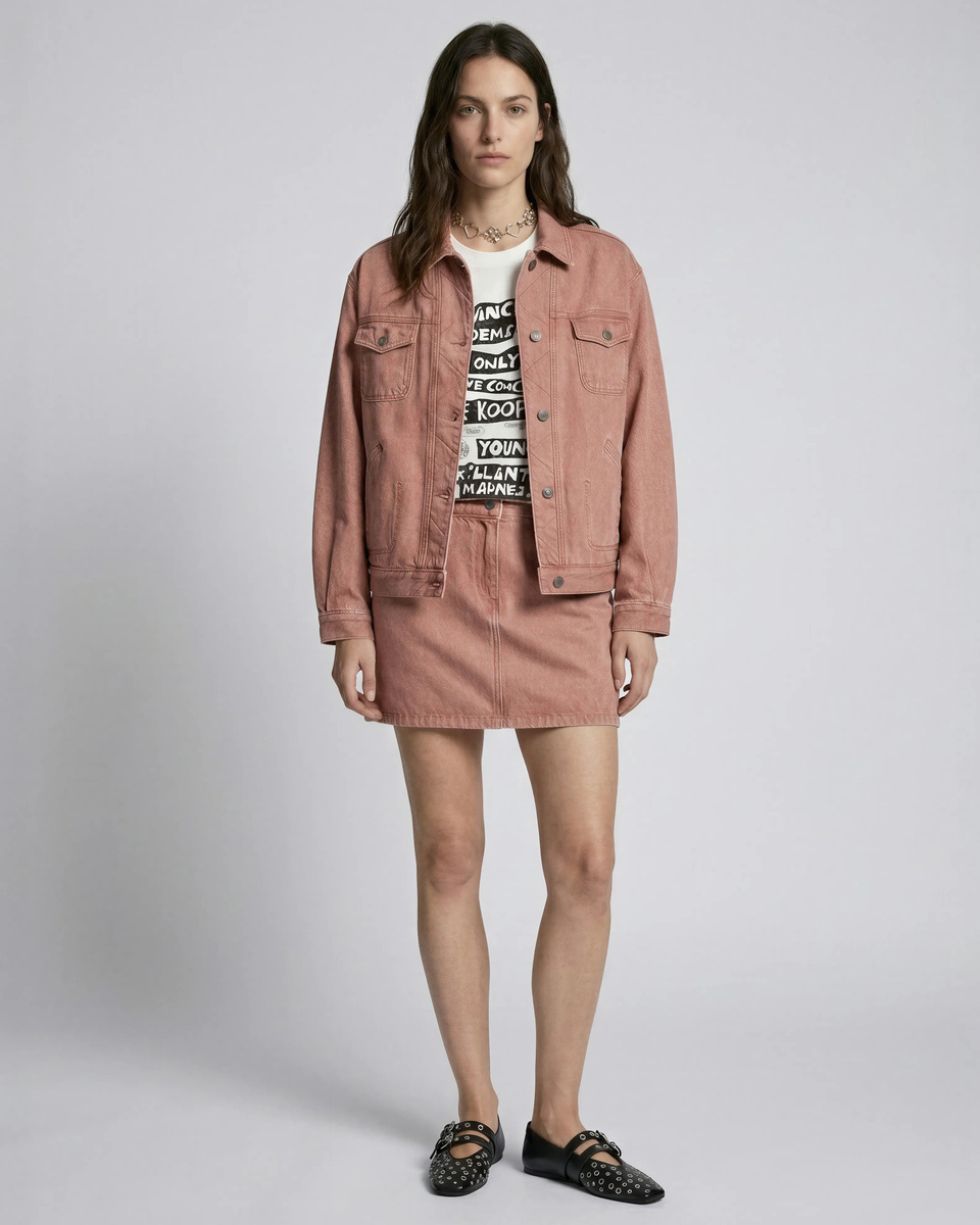 Oversized jacket in pink denim