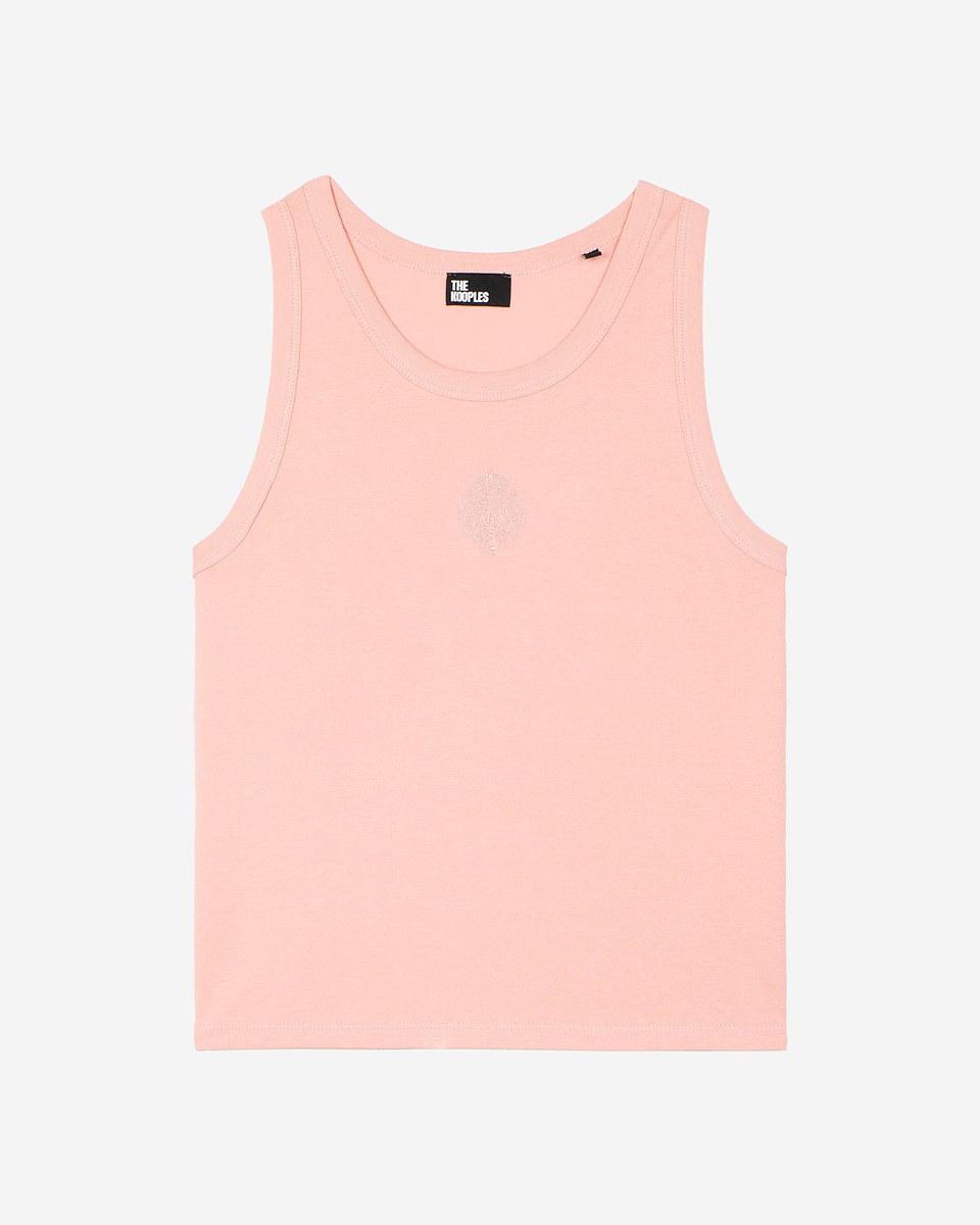 Cotton tank top with pink coat of arms