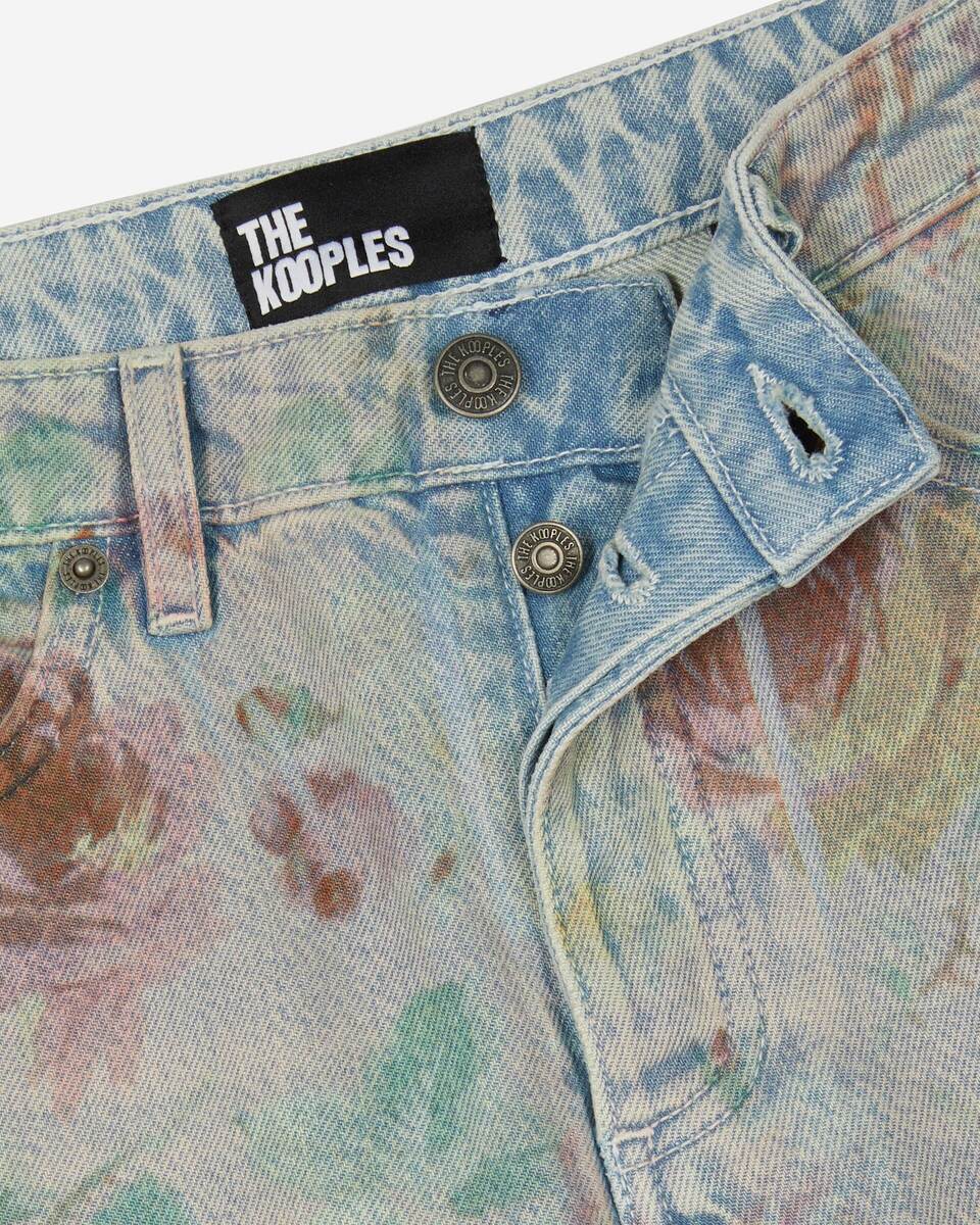 Floral print straight-leg jeans
