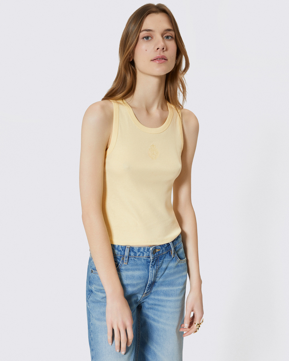 Cotton tank top with yellow coat of arms