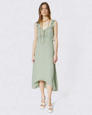 Green ruffled maxi dress