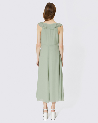 Green ruffled maxi dress