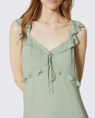 Green ruffled maxi dress
