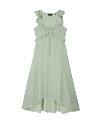Green ruffled maxi dress