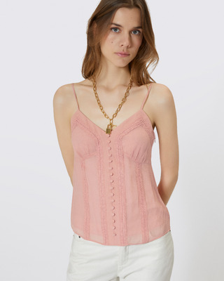Camisole with pink lace details