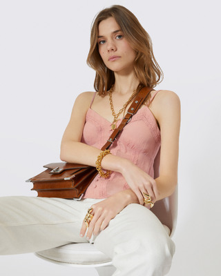 Camisole with pink lace details