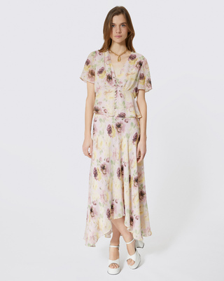 Flower print top with button detail
