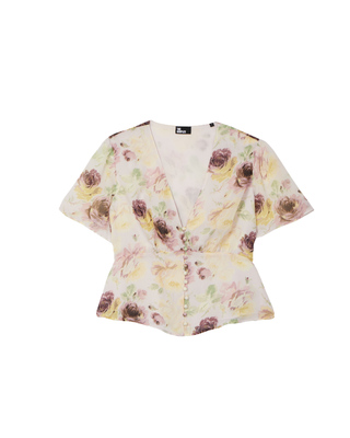 Flower print top with button detail