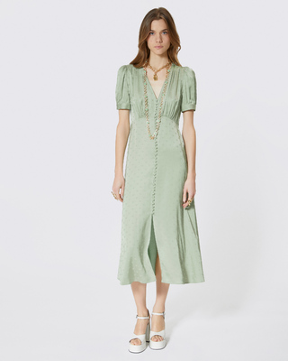 Green heart jacquard maxi dress