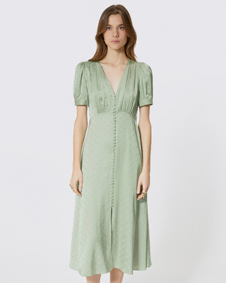 Green heart jacquard maxi dress