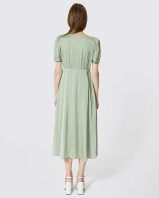 Green heart jacquard maxi dress