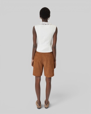 Cotton top with ecru lace inlay