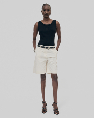 Bermuda shorts in ecru linen and cotton