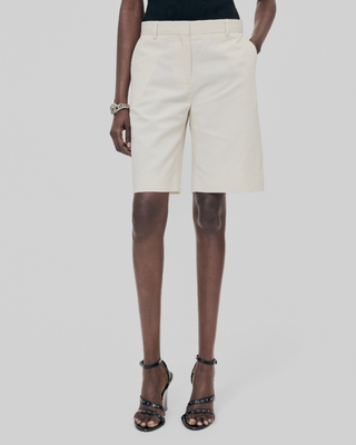 Bermuda shorts in ecru linen and cotton