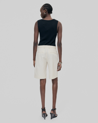 Bermuda shorts in ecru linen and cotton