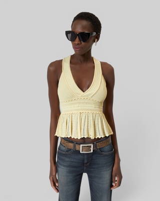 Yellow openwork top