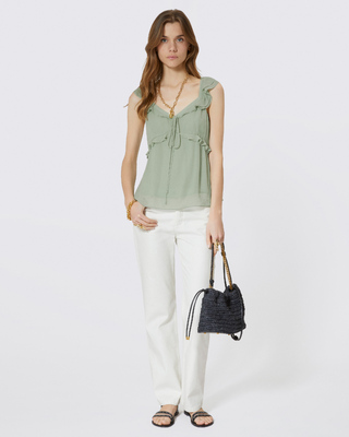 Green ruffled top