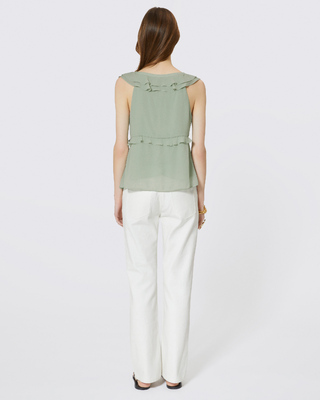 Green ruffled top
