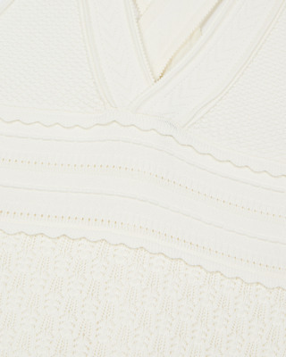 Cross-over back dress in ecru hemstitch