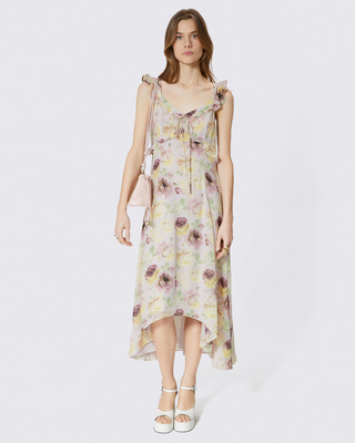 Floral print ruffled maxi dress