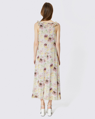 Floral print ruffled maxi dress