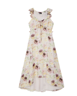 Floral print ruffled maxi dress