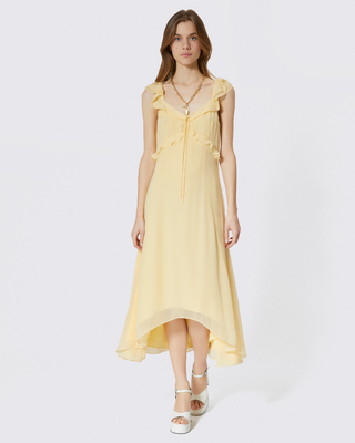 Long yellow ruffled dress