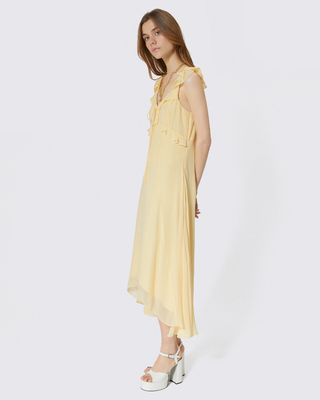 Long yellow ruffled dress