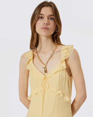 Long yellow ruffled dress