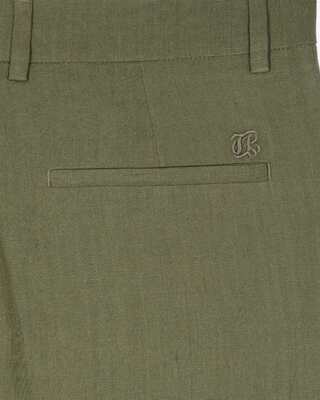 Wide-leg suit pants in khaki linen