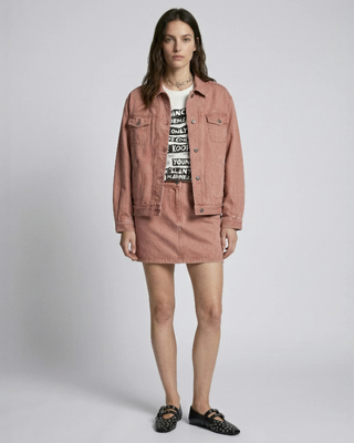 Oversized jacket in pink denim