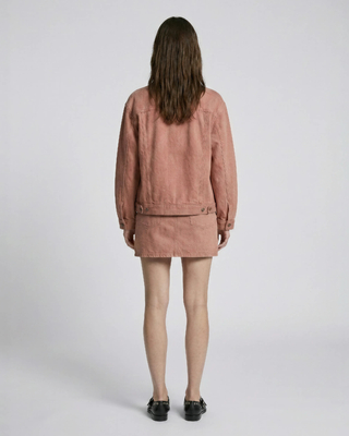 Oversized jacket in pink denim