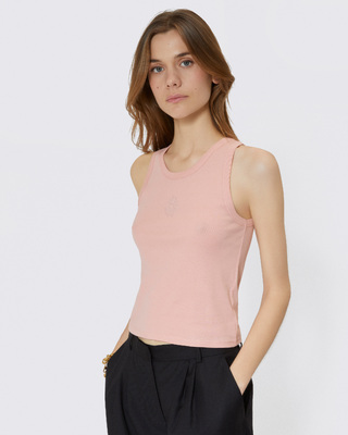 Cotton tank top with pink coat of arms