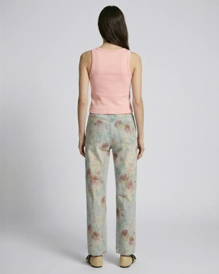 Floral print straight-leg jeans