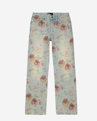 Floral print straight-leg jeans