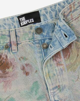 Floral print straight-leg jeans